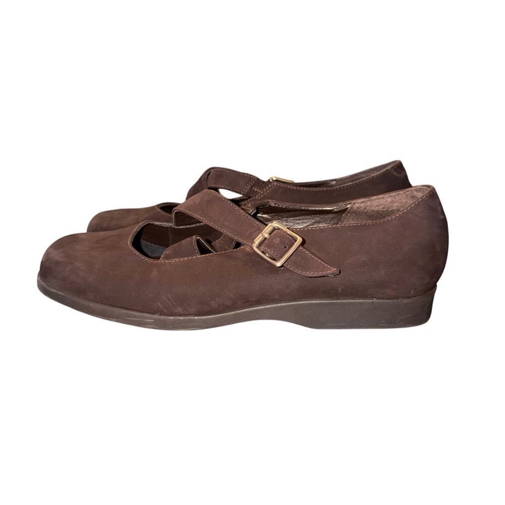 Rockport Mary Jane Flats Women’s Size 9 M Brown Leather Cross Straps Buckle Shoe